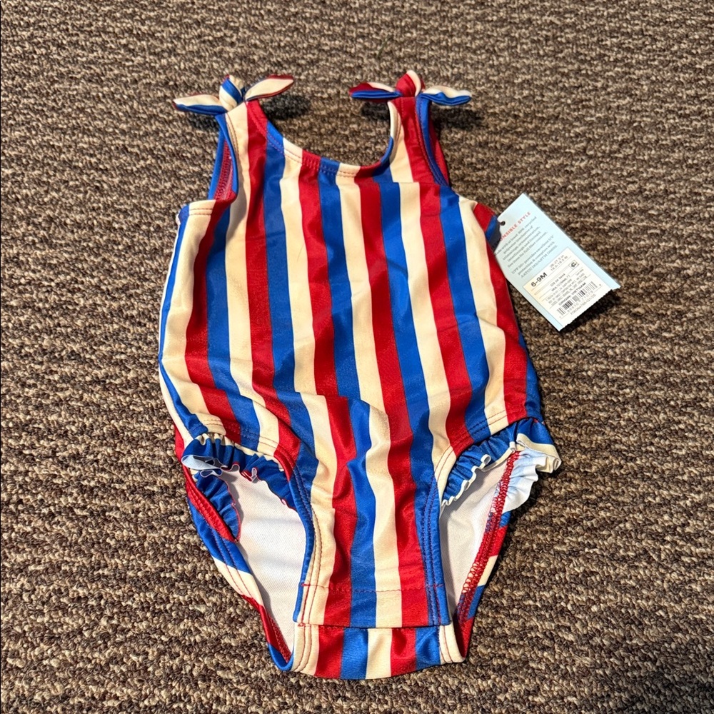 Striped Red, Blue, and White Swimsuit
